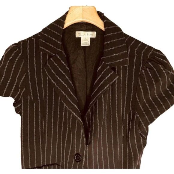 White House Black Market | Pinstripe Short Sleeve Blazer Size 14 | EUC - Picture 4 of 10